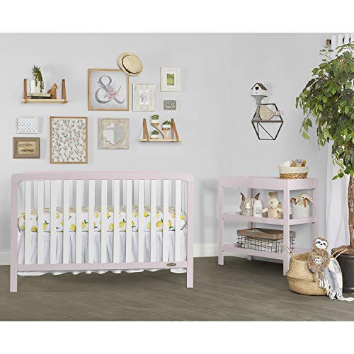 Dream On Me Ridgefield 5 in 1 Convertible Crib in Blush Pink & White