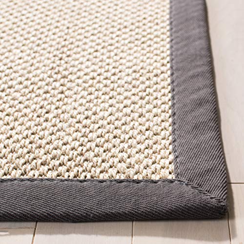 Safavieh Natural Fiber Collection NF143D Border Sisal Runner, 2'6" x 16' , Marble / Dark Grey