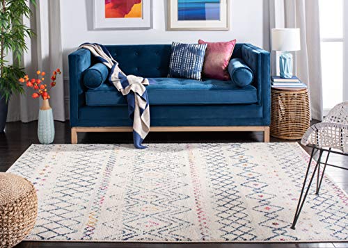 Safavieh Madison Collection MAD798B Moroccan Boho Distressed Area Rug, 12' x 15', Ivory/Navy