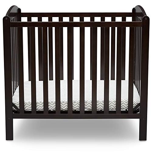 Delta Children Emery Mini Convertible Baby Crib with Mattress, Dark Chocolate