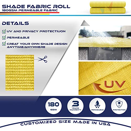 Windscreen4less Canary Yellow Sunblock Shade Cloth,95% UV Block Shade Fabric Roll 6ft x 159ft