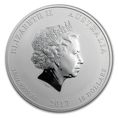 2017 AU Australia 10 oz Silver Lunar Rooster BU Silver Brilliant Uncirculated