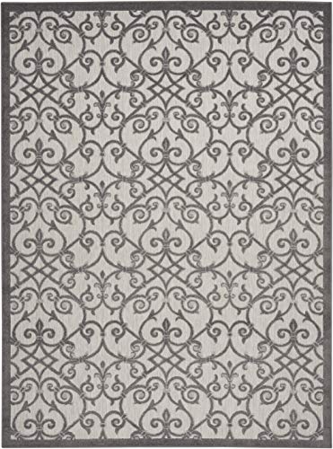 Nourison Aloha Beach Contemporary Grey/Charcoal Area Rug (8' x 11'), 7'10"X10'6",