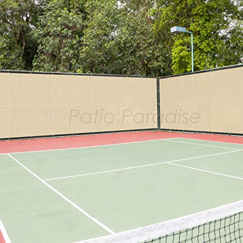 Patio Paradise 5' x 64' Tan Beige Fence Privacy Screen, Commercial Outdoor Backyard Shade Windscreen Mesh Fabric with Brass Gromment 90% Blockage- 3 Years Warranty (Customized