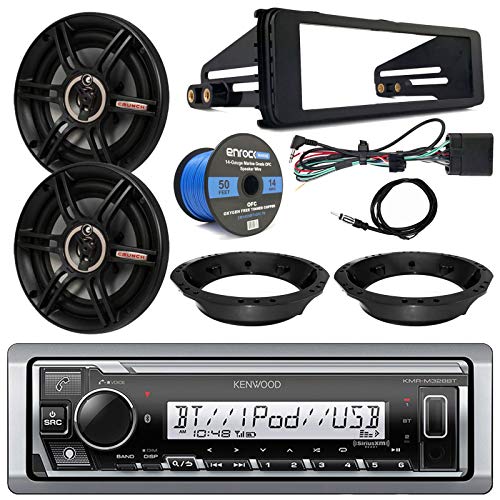 1998-2013 Harley FL Touring Package - Kenwood Digital Media Radio, 2X Crunch 6.5" Speakers, Dash Radio Install Kit