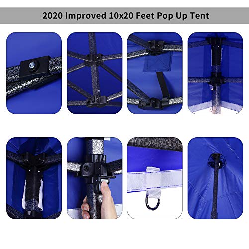 10 x 20 ft Outdoor EZ Pop Up Canopy Tent Commercial Instant Sun Shelter Adjustable Folding Gazebo Party Waterproof Tent with Heavy Duty Roller Bag