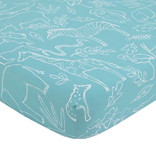 NoJo Dreamer Modern Safari Blue 8 Piece Nursery Crib Bedding Set, Turquoise/Grey