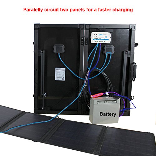 ACOPOWER HYS60-12MB 60W Foldable Panel, 12V Battery and Generator Ready Suitcase with Charge Controller Portable Solar kit