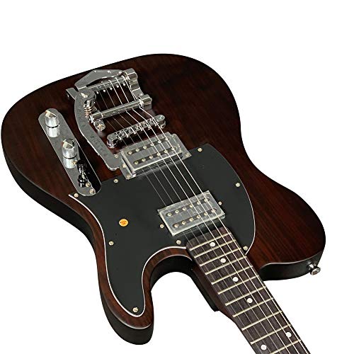 ZUWEI Solid Body Electric Guitar 6 Strings - Basswood Body with Rosewood Top Veneer, Canada Maple Neck, with Gig Bag and Cable (Fixed Bridge)