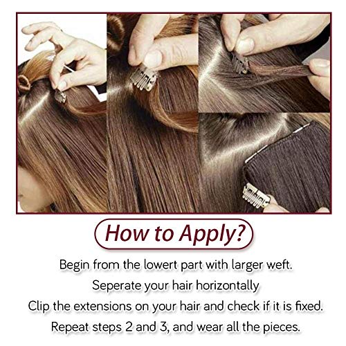 10A Grade Clip In Hair Extensions Human Hair Ombre Hair Natural Black Fading to Silver Gray Brazilian Hair 120g 7pcs Per Set Remy Hair Full Head Silky Straight Human Hair Clip In Extensions 22In