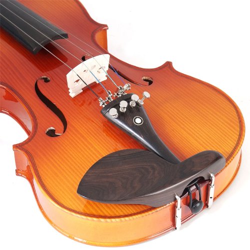 Cecilio CVN-300 Ebony Fitted Solid Wood Violin with Tuner and Lesson Book, Size 4/4 (Full Size)
