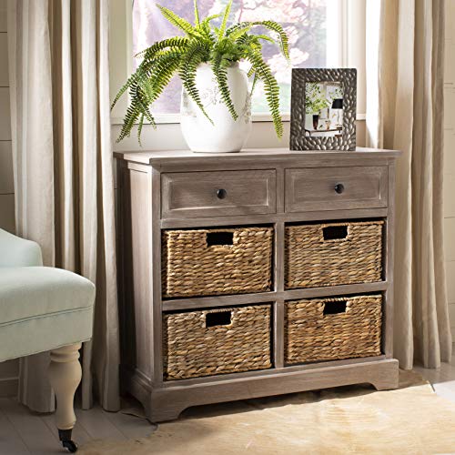 Safavieh American Homes Collection Herman Whitewash Wicker Basket Storage Unit