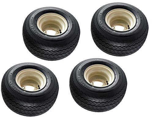 18x8.50-8 OEM Golf Cart Wheels and Golf Cart Tires Combo - Set of 4 (18x8.5-8, Beige)