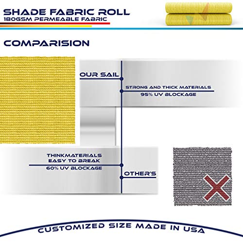 Windscreen4less Canary Yellow Sunblock Shade Cloth,95% UV Block Shade Fabric Roll 6ft x 159ft