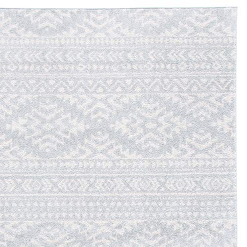 SAFAVIEH Tulum Collection TUL272F Moroccan Boho Tribal Non-Shedding Living Room Bedroom Dining Home Office Area Rug, 8' x 10', Light Grey / Ivory