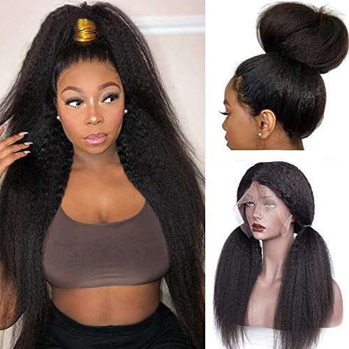 13x4 Lace Front Wigs Human Hair 150% Density Straight Brazilian Human Hair Wigs for Black Women Glueless Pre Plucked Bleached Knots with Baby Hair (18inch, 360 KS)