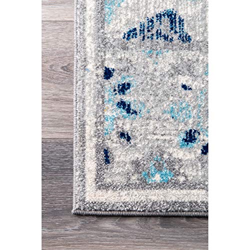 nuLOOM Kiyoko Vintage Floral Area Rug, 6' 7" x 9', Blue