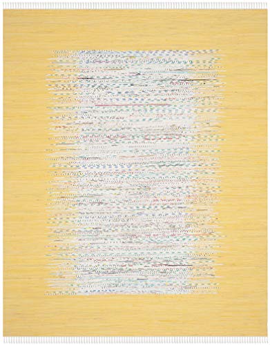 Safavieh Montauk Collection MTK711Q Handmade Flatweave Ivory and Yellow Cotton Area Rug (9' x 12')