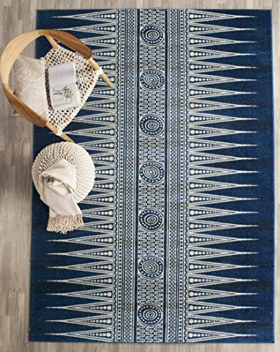 Safavieh Evoke Collection EVK226A Modern Bohemian Area Rug, 9' x 12', Royal/Ivory