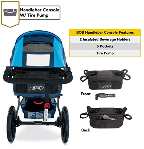 BOB Revolution Flex 3.0 Jogging Stroller, Glacier Blue with Handlebar Console and Tire Pump