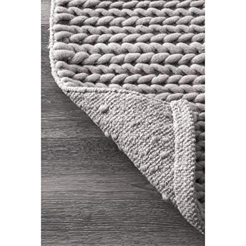 nuLOOM 200CB01D-8010 Hand Woven Wool Rug, 8' x 10', Light Grey