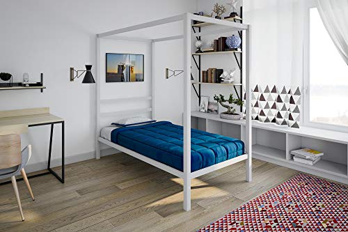 DHP Modern Metal Canopy Bed, Twin, White