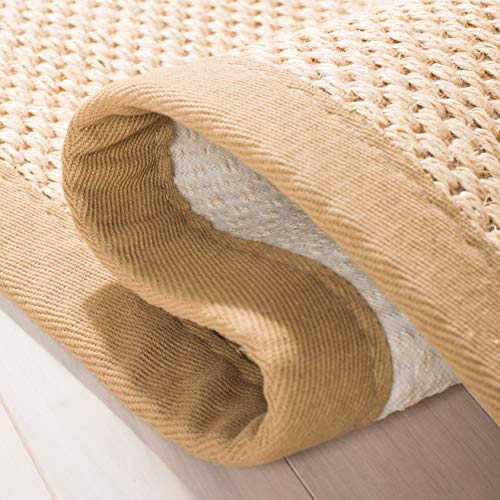 Safavieh Natural Fiber Collection NF141B Border Sisal Area Rug, 8' x 8' Round, Maize / Linen