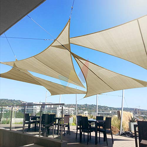 23' x 23' x 23' Sun Shade Sail UV Block Fabric Canopy in Beige Sand Triangle for Patio Garden Patio Customized Sizes