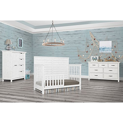 Evolur Belmar Flat 5 in 1 Convertible Crib, Weathered White