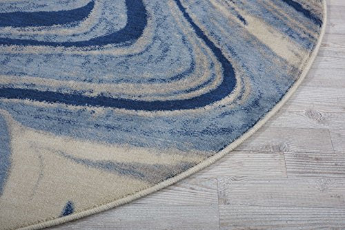 Nourison Somerset ST49 Modern Bohemian Light Blue Area Rug 5 Feet 6 Inches by 5 Feet 6 Inches, 5'6" x 5'6"