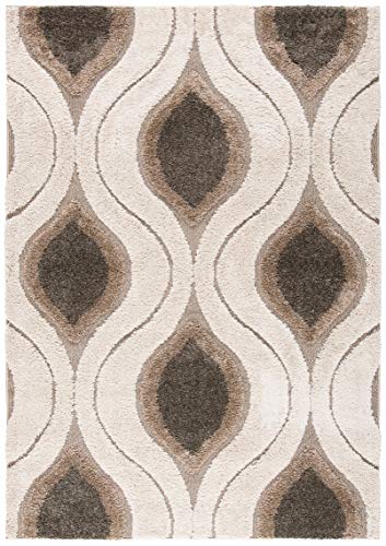 Safavieh Florida Shag Collection SG461-1179 Cream and Smoke Area Rug (8'6" x 12')