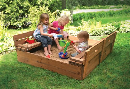 Covered Convertible Cedar Sandbox with Two Bench Seats, 09988