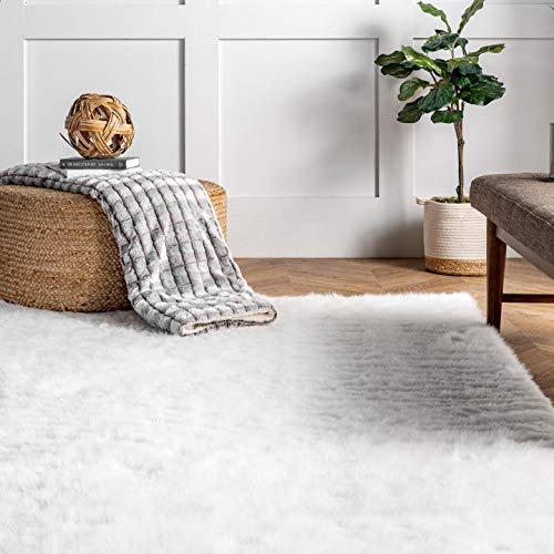 nuLOOM Cloud Faux Sheepskin Soft & Plush Shag Area Rug, 5' x 7', Ivory