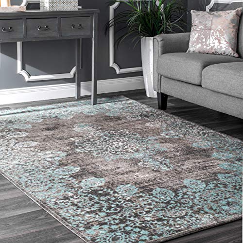 nuLOOM Lacy Vintage Floral Area Rug, 12' x 15', Teal