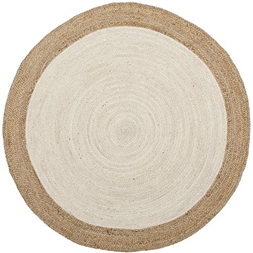 Safavieh Natural Fiber Collection NF801M Hand-Woven Ivory and Natural Jute Round Area Rug (8' in Diameter)