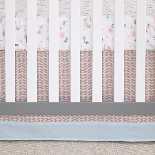 Carter's Woodland Meadow Forest/Deer/Owl 3 Piece Nursery Crib Bedding Set, Peach/Aqua/White