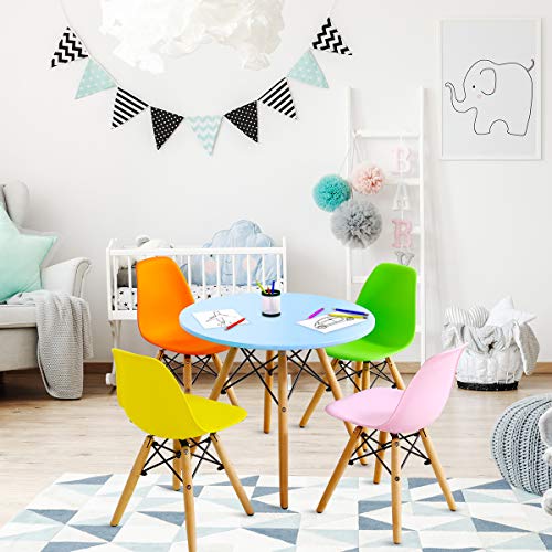 Costzon Kids Table and Chair Set, Kids Mid Century Modern Style Table Set for Toddler Children 5-Piece Set