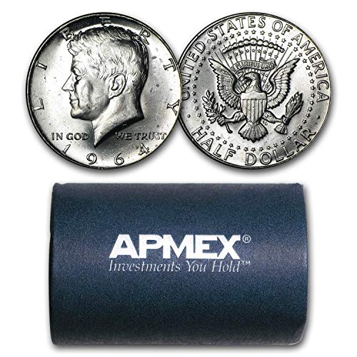 1964 Silver 1964-P/D Kennedy Half Dollar 20-Coin Roll BU Half Dollar Brilliant Uncirculated