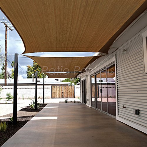 Patio Paradise Large Sun Shade Sail 18' x 39' Rectangle Heavy Duty Strengthen Durable Outdoor Canopy UV Block Fabric A-Ring Design Metal Spring Reinforcement 7 Year Warranty -Brown