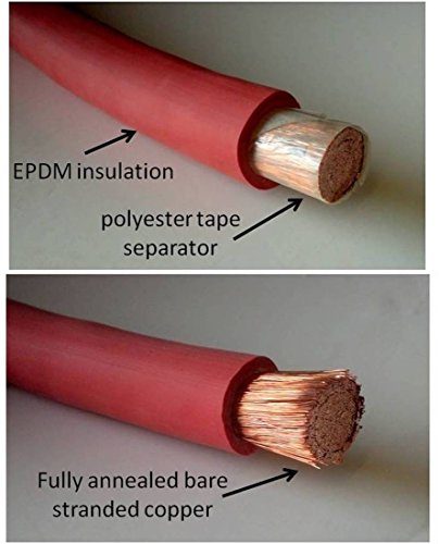 4/0 Gauge 4/0 AWG Red 15 Feet Welding Battery Pure Copper Flexible Cable + 10pcs of 3/8" Tinned Copper Cable Lug Terminal Connectors + 3 Feet Black Heat Shrink Tubing