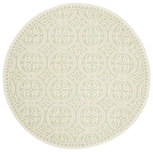 Safavieh Cambridge Collection CAM123B Handmade Moroccan Wool Area Rug, 8' x 8' Round, Light Green/Ivory