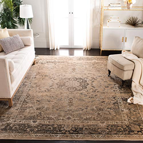 Safavieh Vintage Collection VTG113 Oriental Medallion Distressed Premium Viscose Area Rug, 5'3" x 7'6", Warm Beige