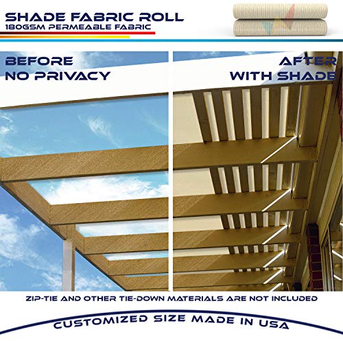 Windscreen4less Beige Sunblock Shade Cloth,95% UV Block Shade Fabric Roll 6ft x 120ft