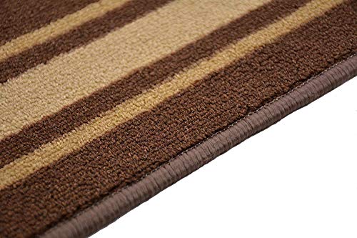 Custom Size Solid Border Roll Runner 32" W x Your Length Choice Slip Resistant Rubber (Brown w/ Beige Border 32 ft x 32")