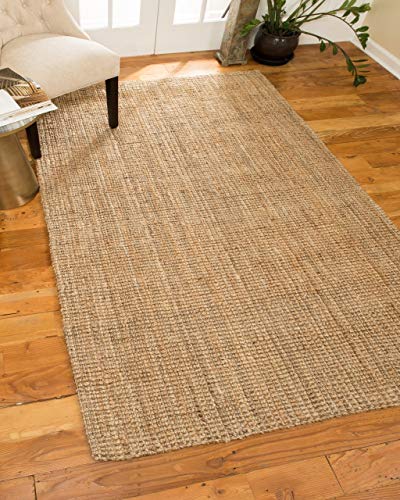 NaturalAreaRugs Meera Area Rug Natural Jute Cotton Hand-Loomed, 6' x 9'