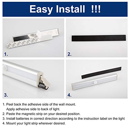 LED Motion Sensor Closet Lights, Magnetic Wireless 10 LED Battery Operated Lights, for wardrobes, corridors, Stairs, Study Rooms, Children's Rooms, Garage Doors, car Trunks, Gardens, etc. - 1 Pack