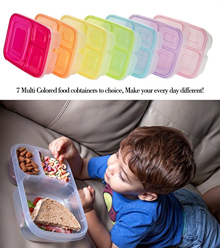 105 Pack Meal Prep Containers 3 Compartment-Divided Bento Lunch Box-Portion Control-Food Storage Containers with Lids
