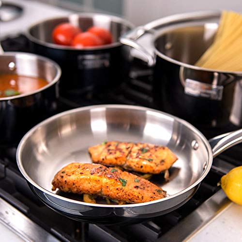 Fleischer & Wolf Hard Anodized Dishwasher & Oven Safe PFOA Free Cookware Sets 10-Piece, Black Titanium Coated Stainless Steel Induction Compatible