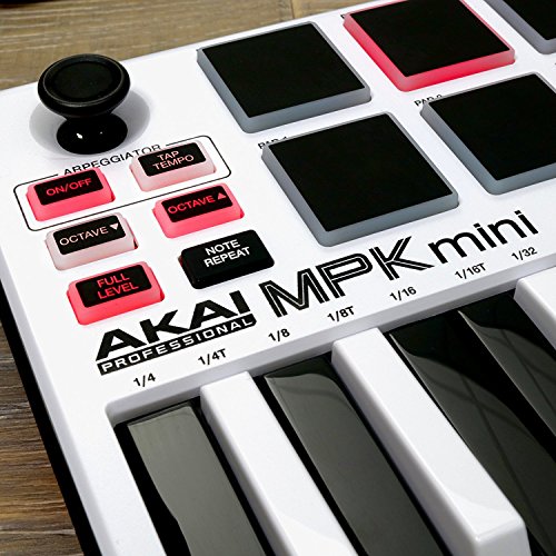 Akai Professional MPK Mini MKII White | 25-Key Ultra-Portable USB MIDI Drum Pad, VIP Software Download Included - Limited Edition