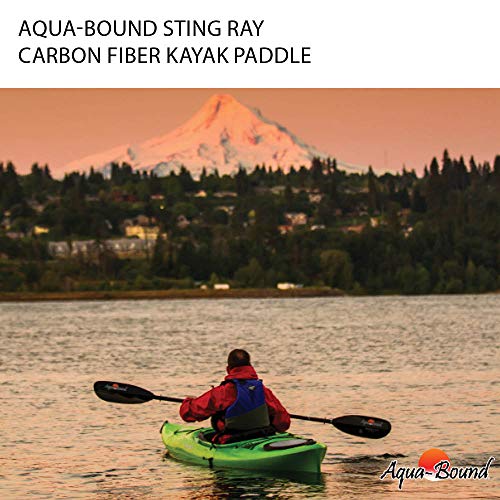 AQUA BOUND Sting Ray Carbon 2-Piece Kayak Paddle, Black CR Blade/Carbon Snap Button Shaft, 250 cm